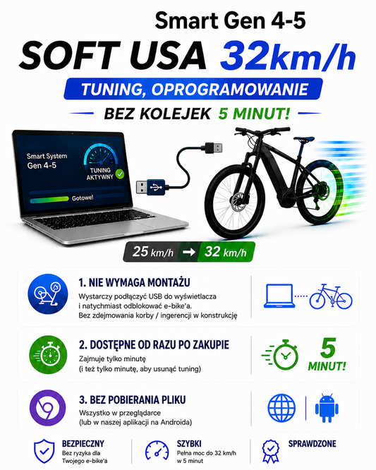 BOSCH Smart Gen 4-5 SOFT USA 32km/h Tuning, oprogramowanie -  w bez kolejek w 5 minut!/ENG